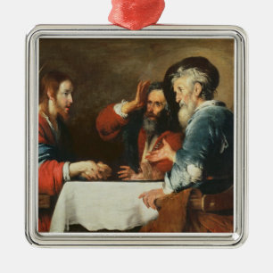 Supper at Emmaus (oil on canvas) 2 Metal Ornament