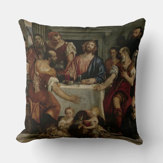 Supper at Emmaus (oil on canvas) Throw Pillow (Front)