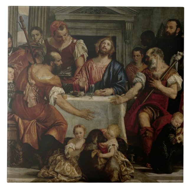 Supper at Emmaus (oil on canvas) Tile (Front)