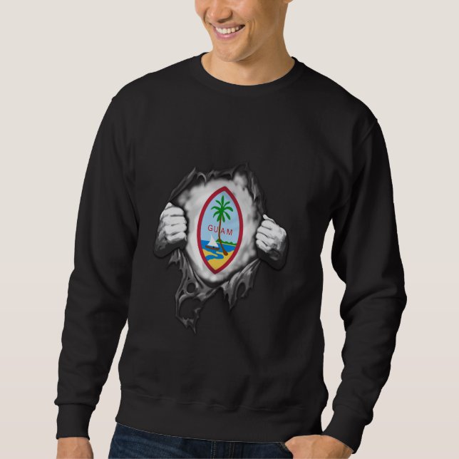 Supper Guam Flag, Guam Country Sweatshirt (Front)