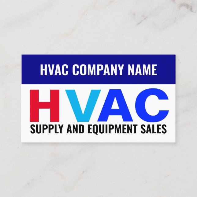 Supply and Equipment Sales - HVAC Business Card (Front)