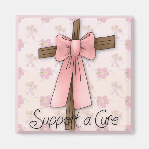 Support a Cure - Breast Cancer Awareness Cross Magnet