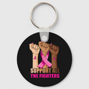 Support All The Fighters Breast Cancer Pink Ribbon Keychain