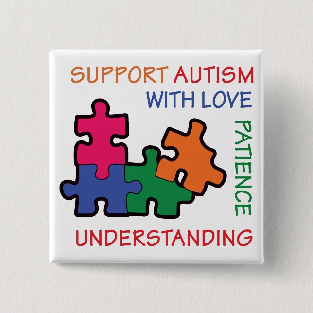 Support Autism 2 Inch Square Button (Front)