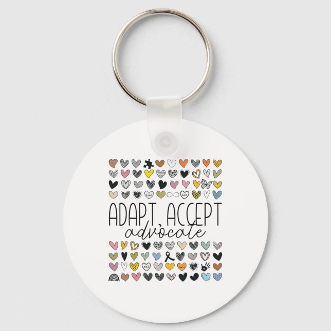 Support Autism Awareness Adapt Accept Advocate  Keychain (Front)