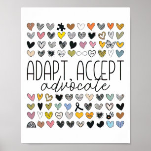 Support Autism Awareness Adapt Accept Advocate  Poster