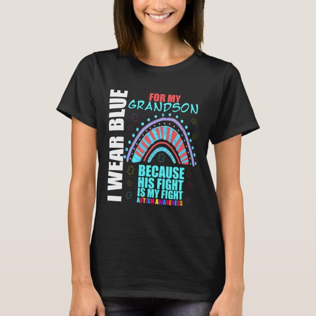 Support Autism Awareness Grandma I Wear Blue For M T-Shirt (Front)
