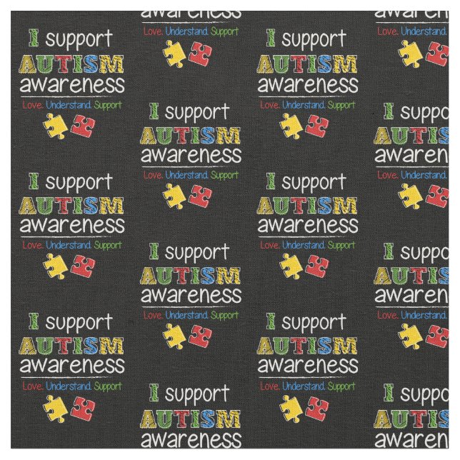 Support Autism Awareness Pattern with Puzzles Fabric (Close Up)