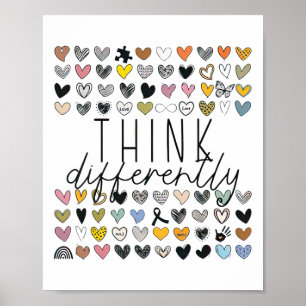 Support Autism Awareness Think Differently Neurodi Poster