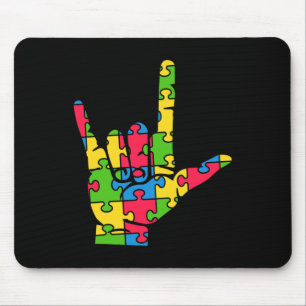 Support Autism Love Sign Language Mouse Pad