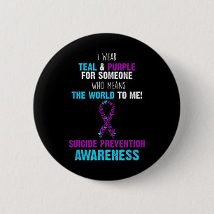 Support Awareness Suicide Prevention Teal And Purp 2 Inch Round Button