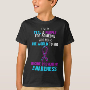 Support Awareness Suicide Prevention Teal And Purp T-Shirt