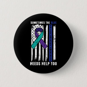 Support Blue Lives Police Suicide Awareness Law En 2 Inch Round Button