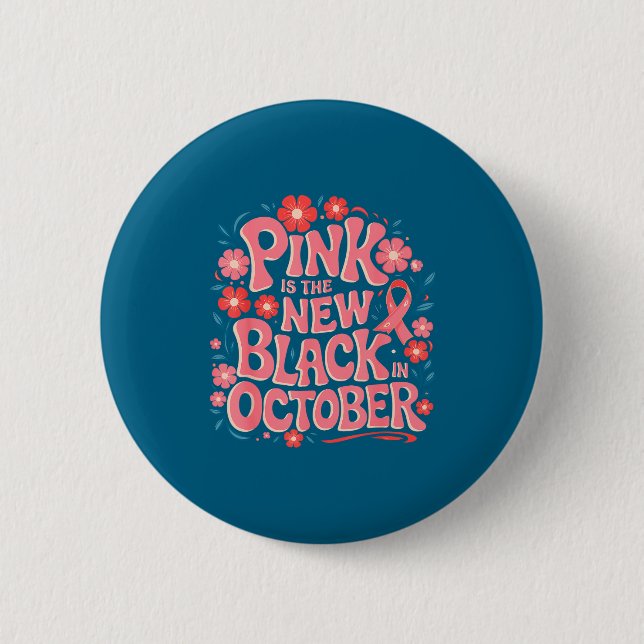 Support Breast Cancer Awareness Pink Design 2 Inch Round Button (Front)
