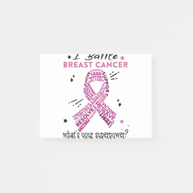 Support Breast Cancer Warrior Gifts Post-it Notes (Front)