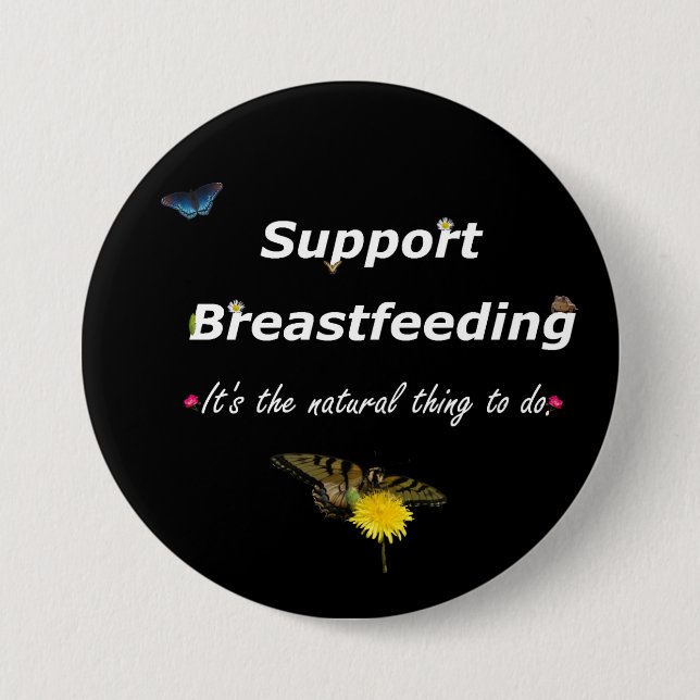 Support Breastfeeding nature design 3 Inch Round Button (Front)