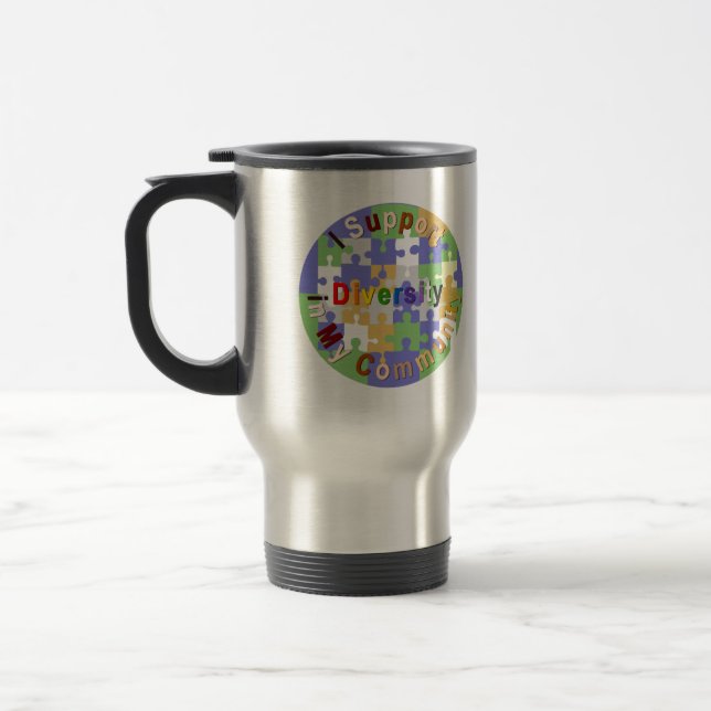 Support Community Diversity Custom Travel Mug (Left)