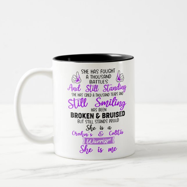 Support Crohn's & Colitis Warrior Gifts Two-Tone Coffee Mug (Left)