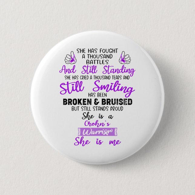 Support Crohn's Warrior Gifts 2 Inch Round Button (Front)