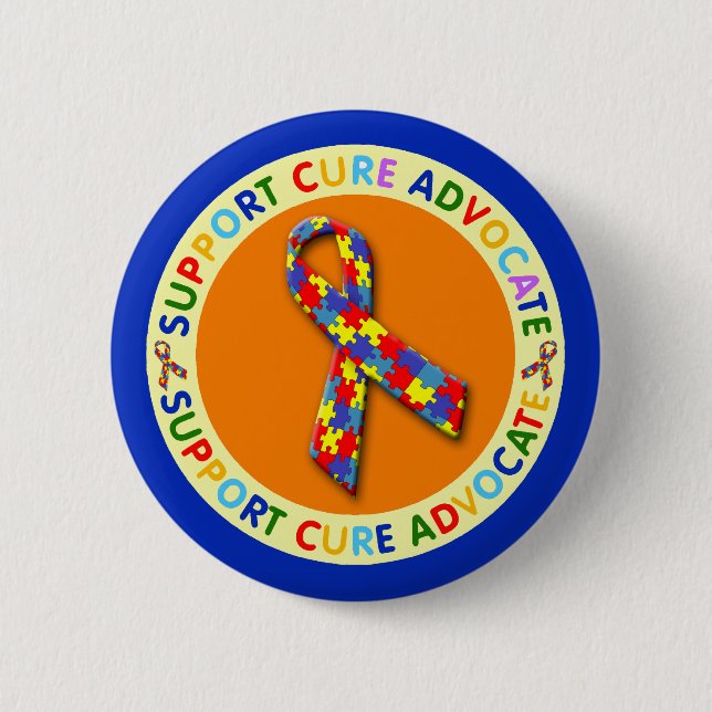Support Cure Advocate Autism 2 Inch Round Button (Front)