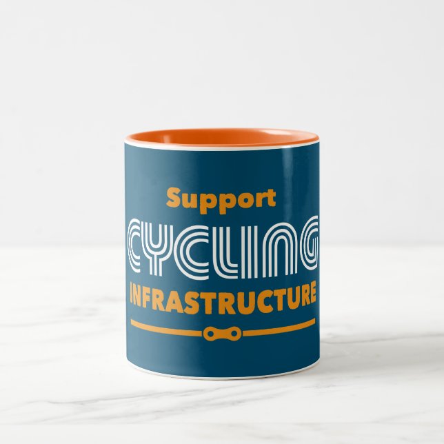 Support Cycling Infrastructure Two-Tone Coffee Mug (Center)