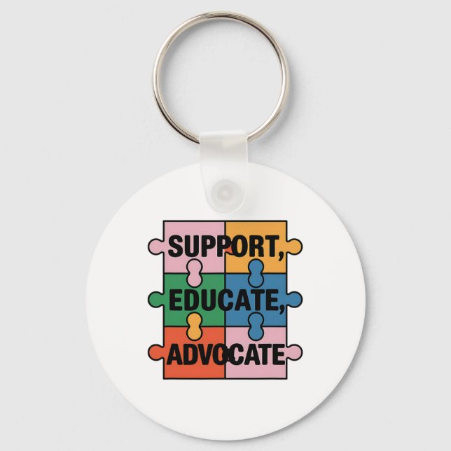Support Educate Advocate Puzzle Piece Autism Aware Keychain (Front)