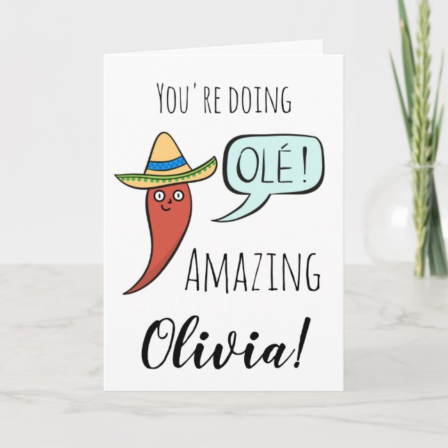 Support Encouraging Cute Funny Chili Card (Front)