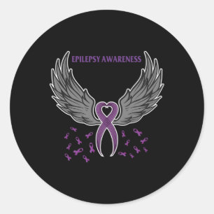 Support Epilepsy Awareness Costume Purple Ribbon G Classic Round Sticker