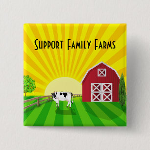 Support Family Farms 2 Inch Square Button