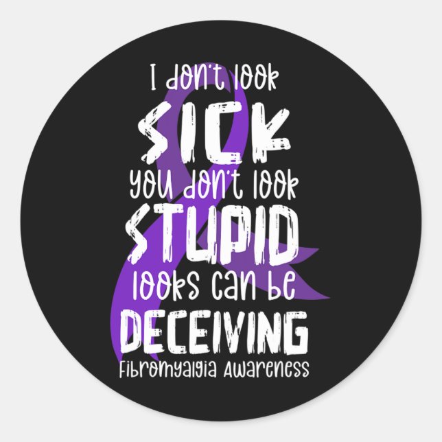 Support Fibromyalgia Awareness Month Fibro Warrior Classic Round Sticker (Front)