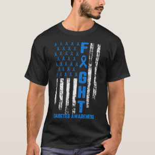 Support Fight Us Flag Blue Type 2 Type 1 Diabetes T-Shirt