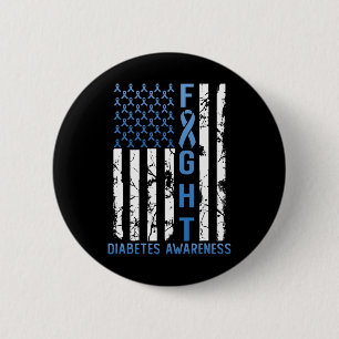 Support Fight USA Flag Type 2 Type 1 Diabetes Awar Inch Round Button