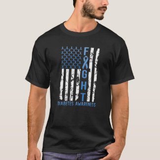 Support Fight USA Flag Type 2 Type 1 Diabetes Awar T-Shirt