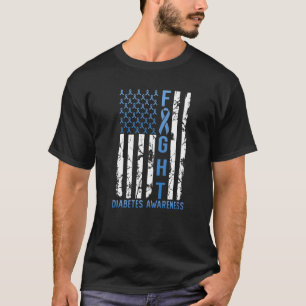 Support Fight USA Flag Type 2 Type 1 Diabetes Awar T-Shirt