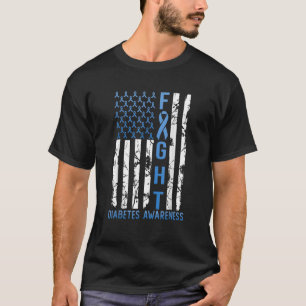 Support Fight USA Flag Type 2 Type 1 Diabetes Awar T-Shirt