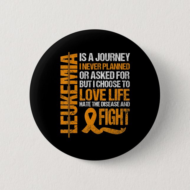 support for Leukaemia Awareness orange Ribbon prod 2 Inch Round Button (Front)