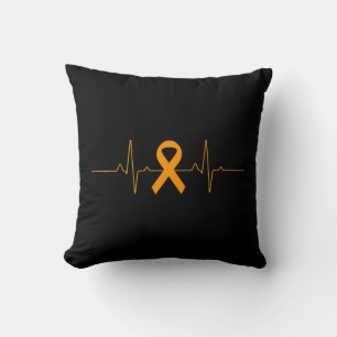 support for Leukaemia Awareness orange Ribbon prod Throw Pillow