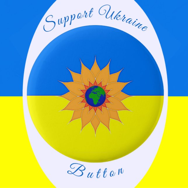 Support for Ukraine Flag and Sunflower 2 Inch Round Button (Creator Uploaded)