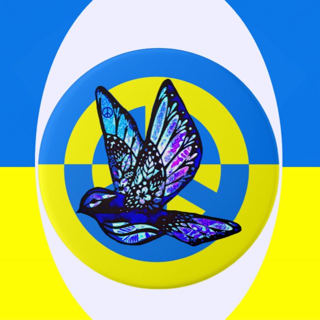 Support for Ukraine Vibrant Peace Dove 3 Inch Round Button (Creator Uploaded)