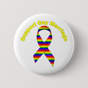 Support Gay Marriage Rainbow Awareness Ribbon 2 Inch Round Button