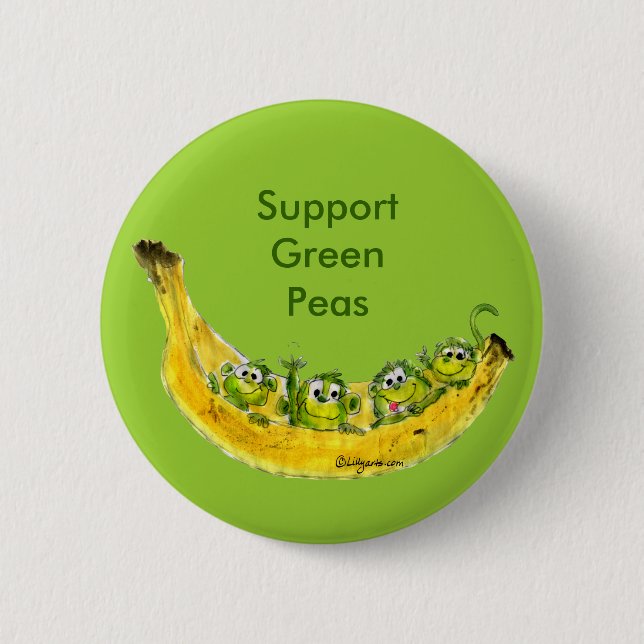 Support Green Peas Banimals Monkey Button Pin (Front)
