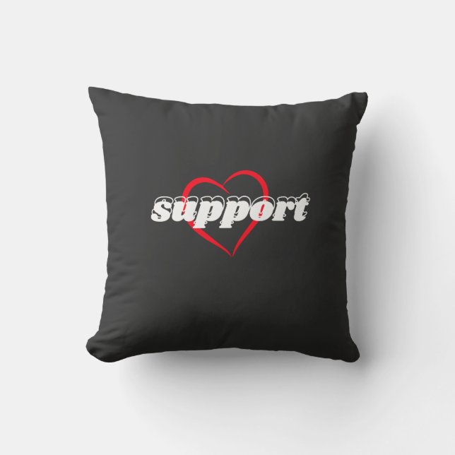Support Heart Design – Red Love Symbol with Bold  Throw Pillow (Front)