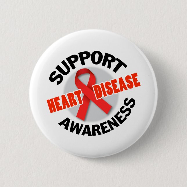 Support Heart Disease Awareness Seal 2 Inch Round Button (Front)
