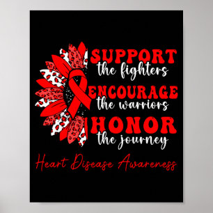 Support Heart Warriors Disease Awareness Sunflower Poster