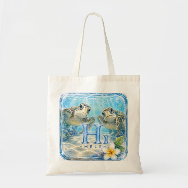 Support HIMELE Hawaiian Tote Bag Honu  (Front)