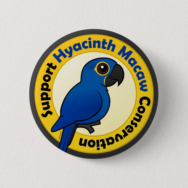 Support Hyacinth Macaw Conservation 2 Inch Round Button (Front)