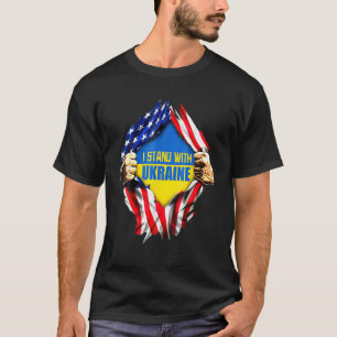 Support I Stand With Ukraine American Flag Ukraini T-Shirt