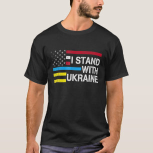 Support I Stand With Ukraine American Flag Ukraini T-Shirt
