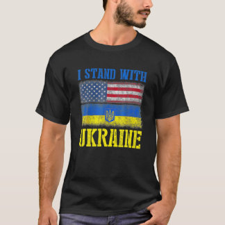 Support I Stand With Ukraine American Ukrainian Fl T-Shirt