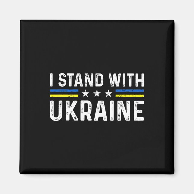 Support I Stand With Ukraine Ukrainian Flag  Magnet (Front)